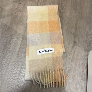 Acne Studios Yellow and Cream Plaid Scarf